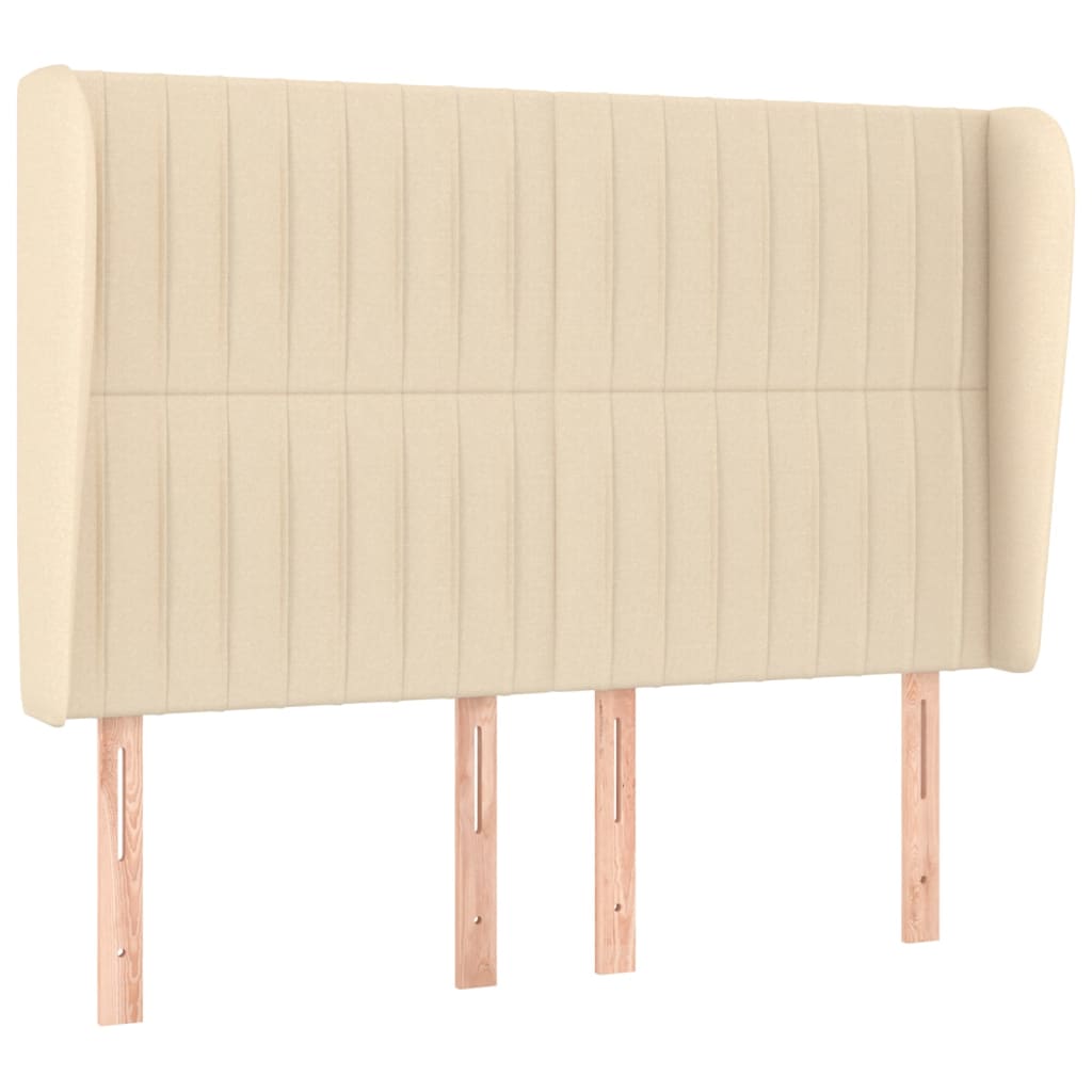 Hoofdbord Met Randen Stof Kleurig 147 x 23 x 118/128 cm Crème
