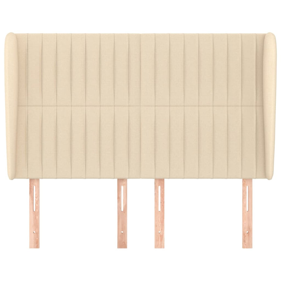Hoofdbord Met Randen Stof Kleurig 147 x 23 x 118/128 cm Crème
