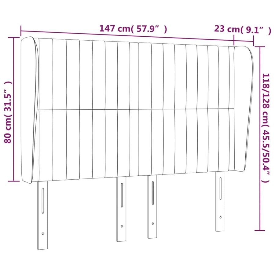 Hoofdbord Met Randen Stof 147 x 23 x 118/128 cm Blauw