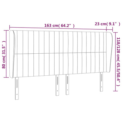 Hoofdbord Met Randen Stof 163 x 23 x 118/128 cm Lichtgrijs