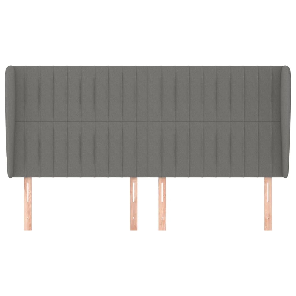 Hoofdbord Met Randen Stof 163 x 23 x 118/128 cm Donkergrijs