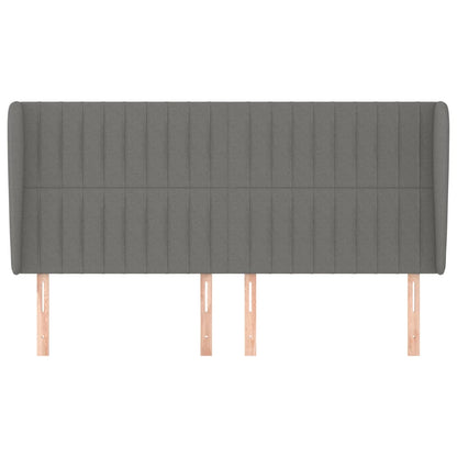 Hoofdbord Met Randen Stof 163 x 23 x 118/128 cm Donkergrijs