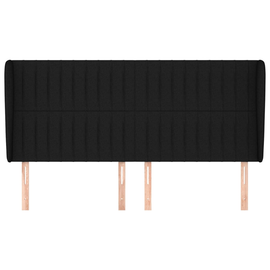 Hoofdbord Met Randen Stof 163 x 23 x 118/128 cm Zwart