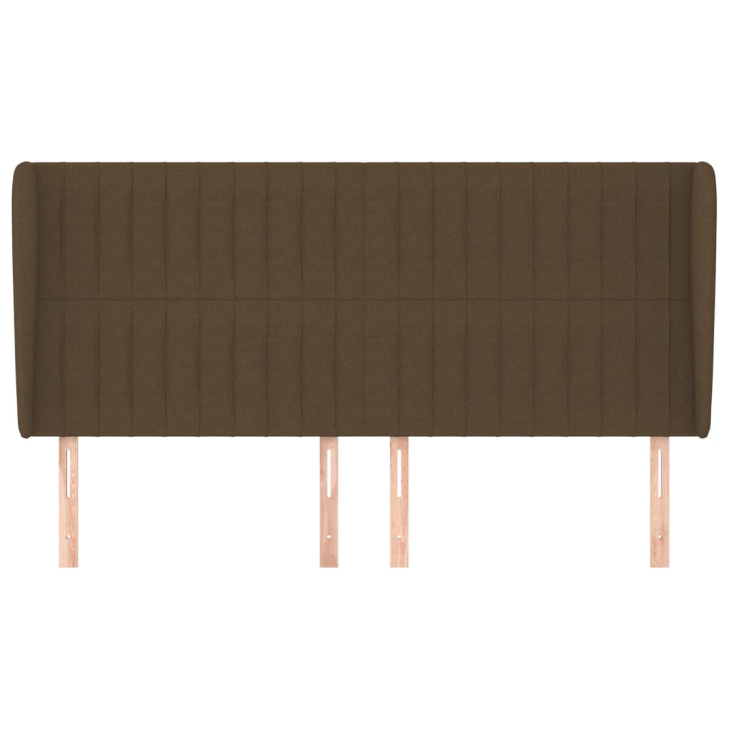 Hoofdbord Met Randen Stof 163 x 23 x 118/128 cm Donkerbruin