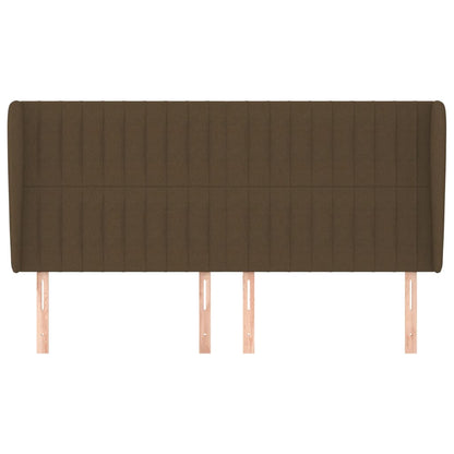 Hoofdbord Met Randen Stof 163 x 23 x 118/128 cm Donkerbruin