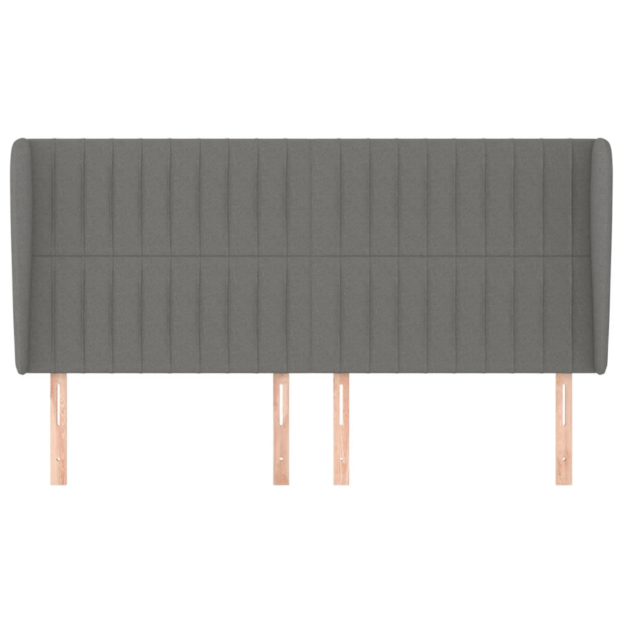 Hoofdbord Met Randen Stof 183 x 23 x 118/128 cm Donkergrijs