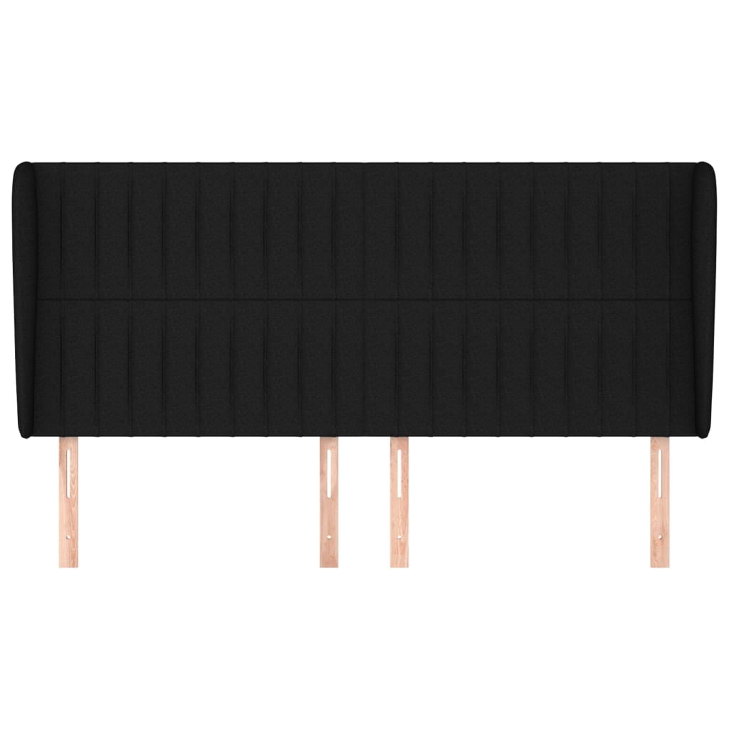 Hoofdbord Met Randen Stof 183 x 23 x 118/128 cm Zwart