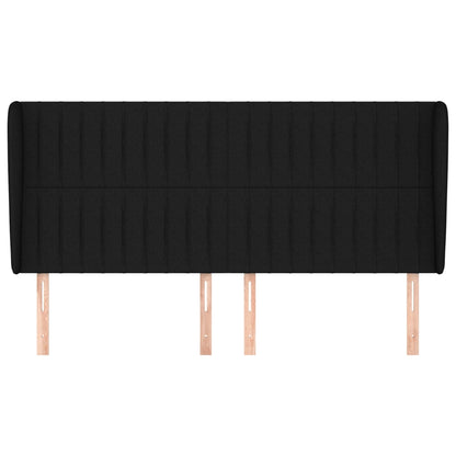 Hoofdbord Met Randen Stof 183 x 23 x 118/128 cm Zwart