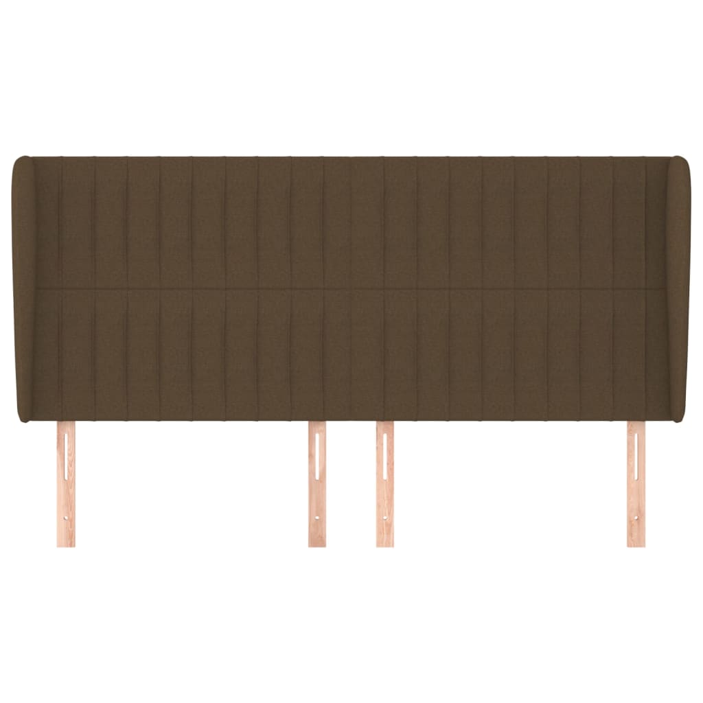 Hoofdbord Met Randen Stof 183 x 23 x 118/128 cm Donkerbruin