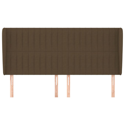 Hoofdbord Met Randen Stof 183 x 23 x 118/128 cm Donkerbruin