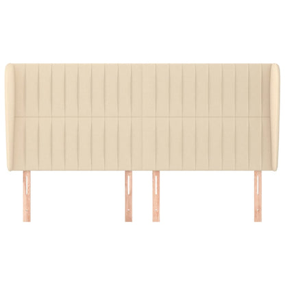 Hoofdbord Met Randen Stof Kleurig 183 x 23 x 118/128 cm Crème
