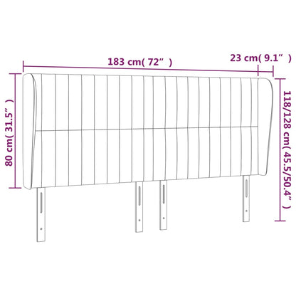 Hoofdbord Met Randen Stof 183 x 23 x 118/128 cm Blauw
