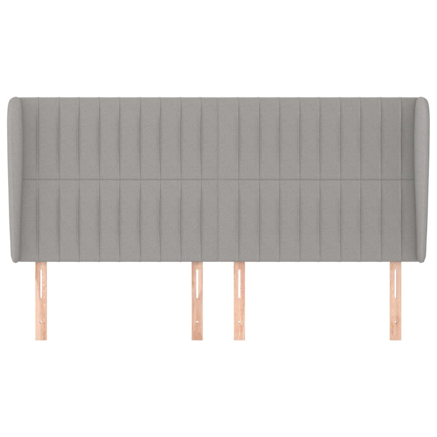 Hoofdbord Met Randen Stof 203 x 23 x 118/128 cm Lichtgrijs