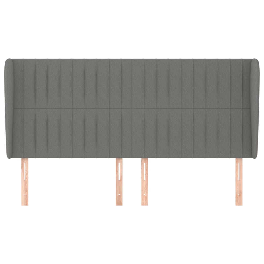 Hoofdbord Met Randen Stof 203 x 23 x 118/128 cm Donkergrijs