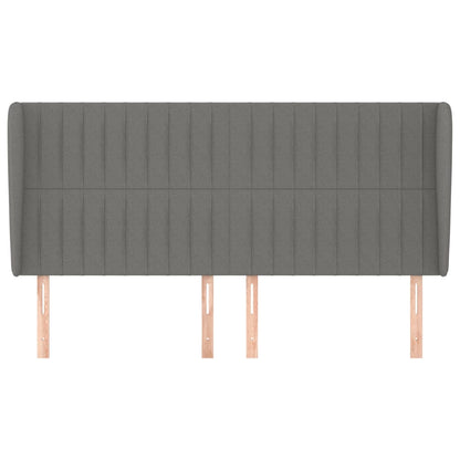 Hoofdbord Met Randen Stof 203 x 23 x 118/128 cm Donkergrijs