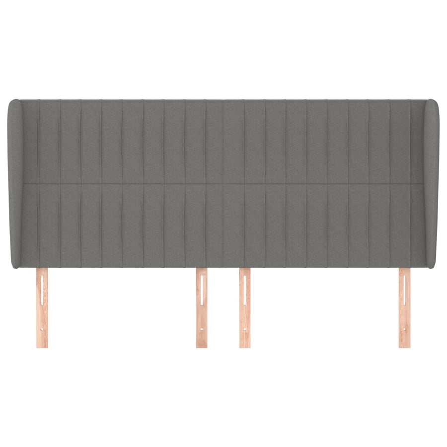 Hoofdbord Met Randen Stof 203 x 23 x 118/128 cm Donkergrijs