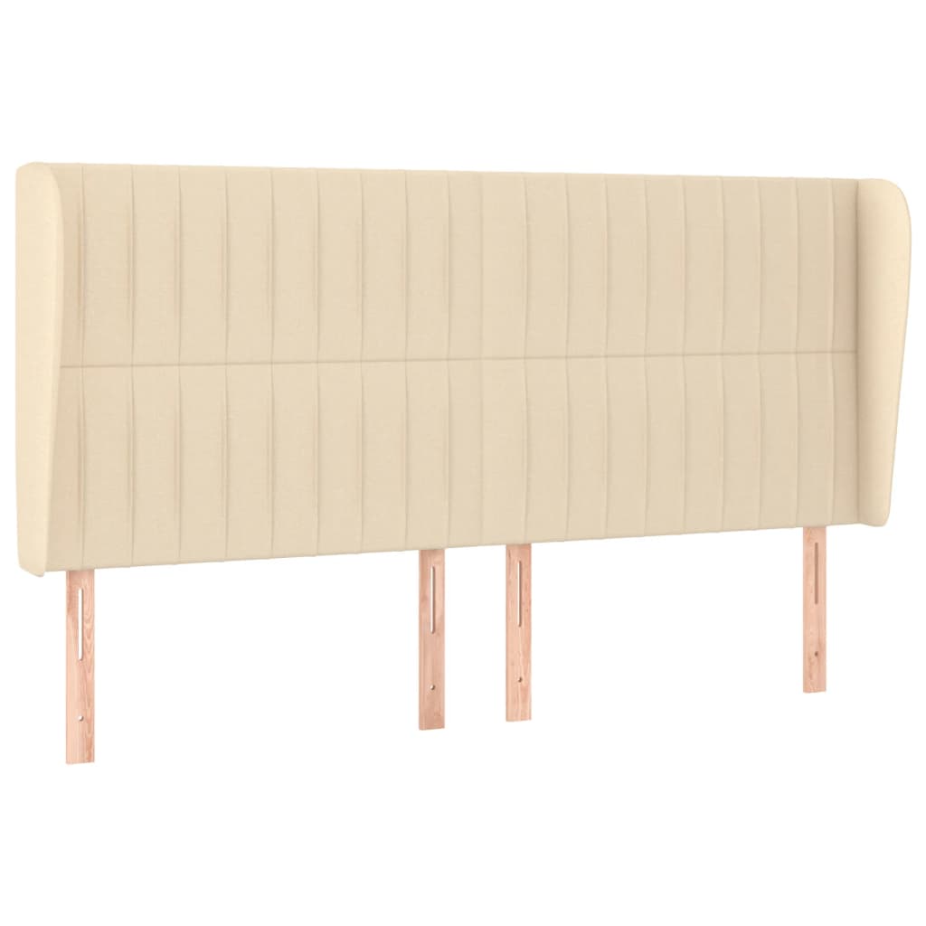 Hoofdbord Met Randen Stof Kleurig Crème 203 x 23 x 118/128 cm