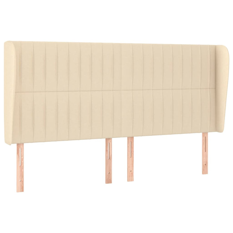 Hoofdbord Met Randen Stof Kleurig Crème 203 x 23 x 118/128 cm