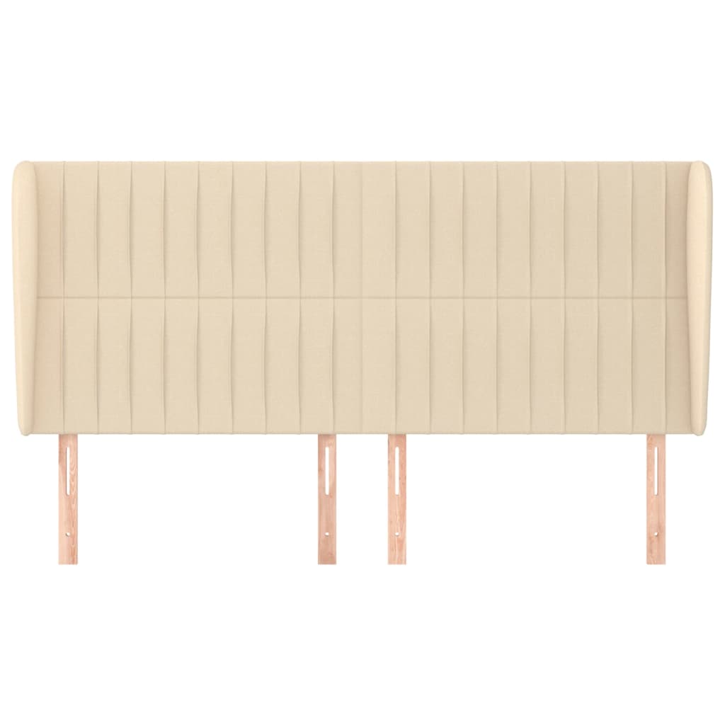 Hoofdbord Met Randen Stof Kleurig Crème 203 x 23 x 118/128 cm