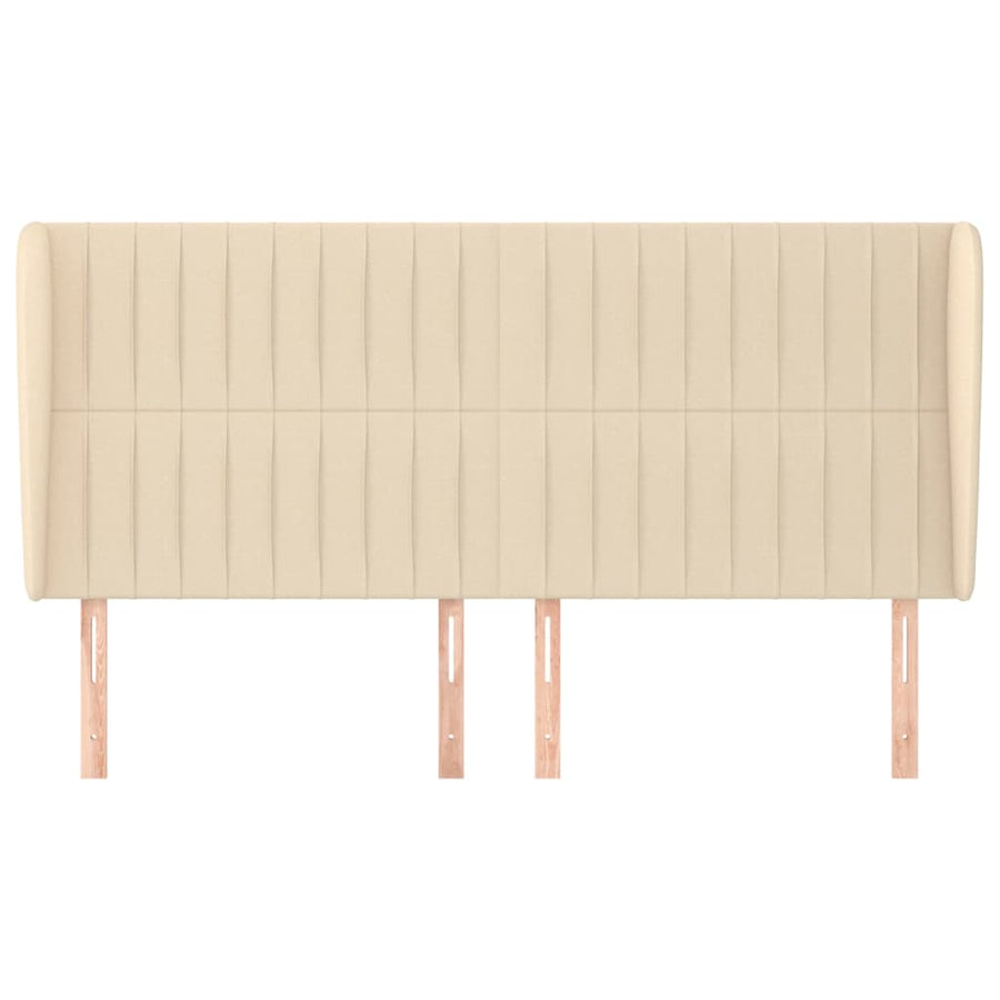 Hoofdbord Met Randen Stof Kleurig Crème 203 x 23 x 118/128 cm