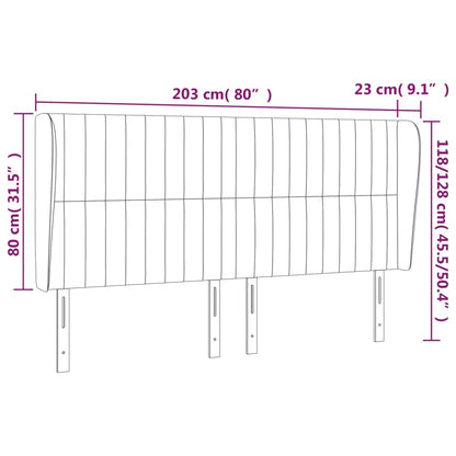 Hoofdbord Met Randen Stof Kleurig Crème 203 x 23 x 118/128 cm