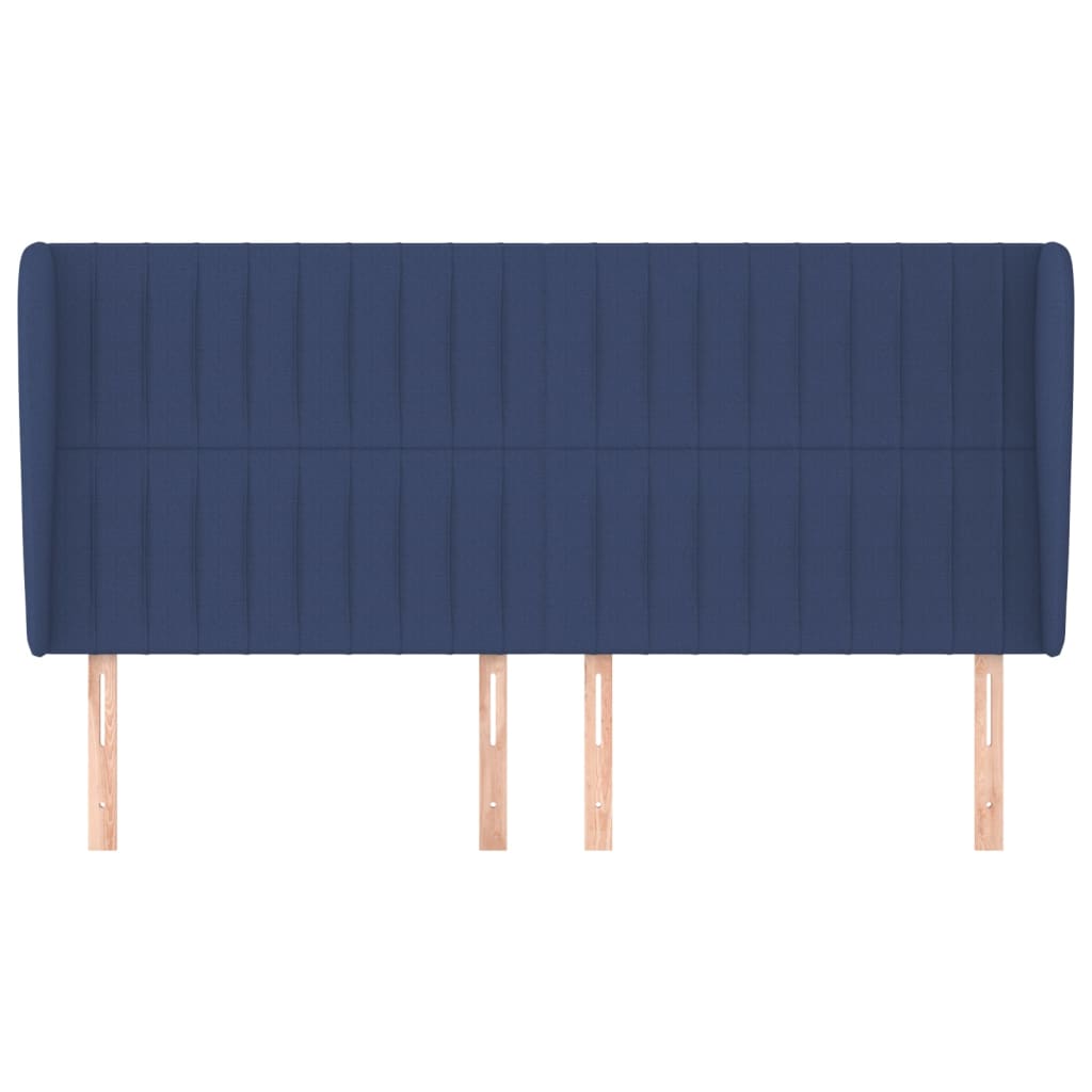 Hoofdbord Met Randen Stof 203 x 23 x 118/128 cm Blauw