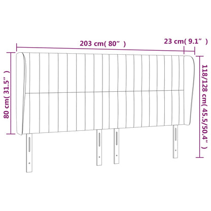 Hoofdbord Met Randen Stof 203 x 23 x 118/128 cm Blauw