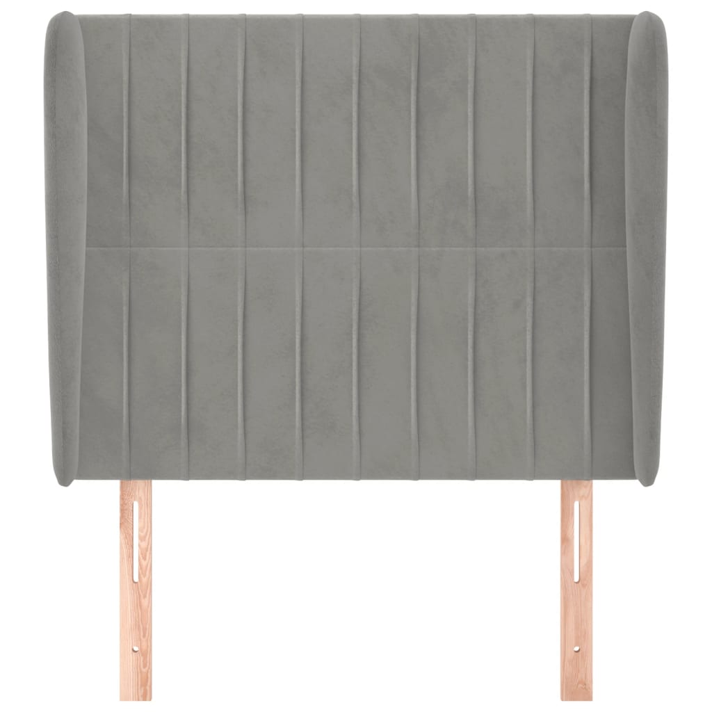 Hoofdbord Met Randen Fluweel 83 x 23 x 118/128 cm Lichtgrijs