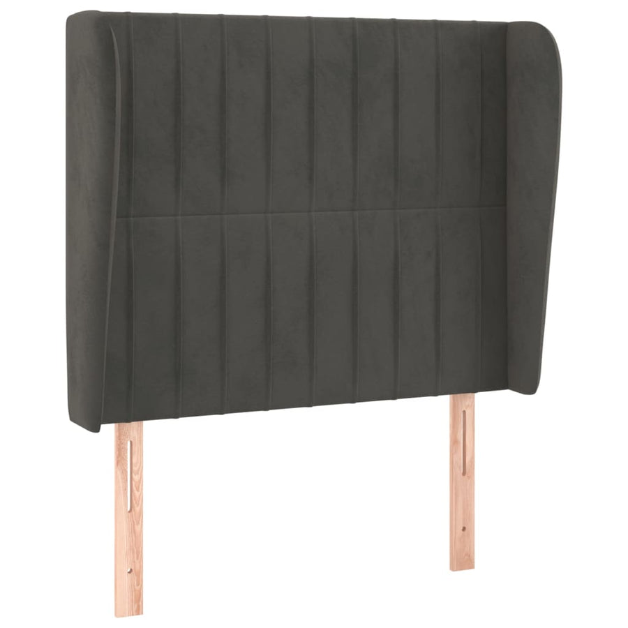 Hoofdbord Met Randen Fluweel 83 x 23 x 118/128 cm Donkergrijs