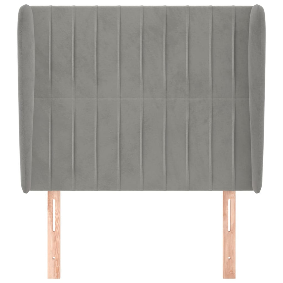 Hoofdbord Met Randen Fluweel 103 x 23 x 118/128 cm Lichtgrijs