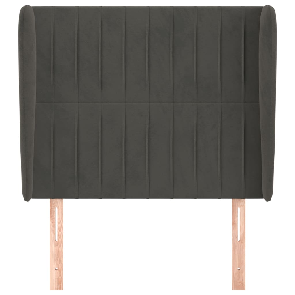 Hoofdbord Met Randen Fluweel 103 x 23 x 118/128 cm Donkergrijs