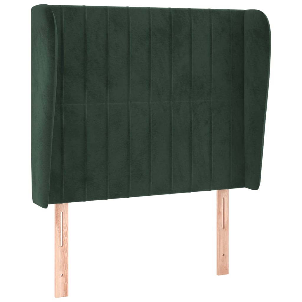 Hoofdbord met randen 103x23x118/128 cm fluweel donkergroen