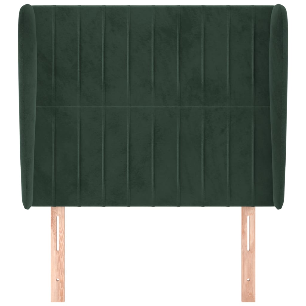 Hoofdbord met randen 103x23x118/128 cm fluweel donkergroen