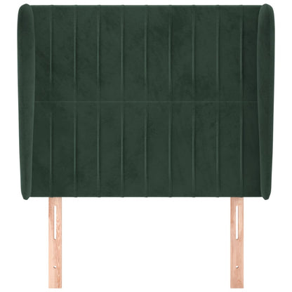 Hoofdbord met randen 103x23x118/128 cm fluweel donkergroen