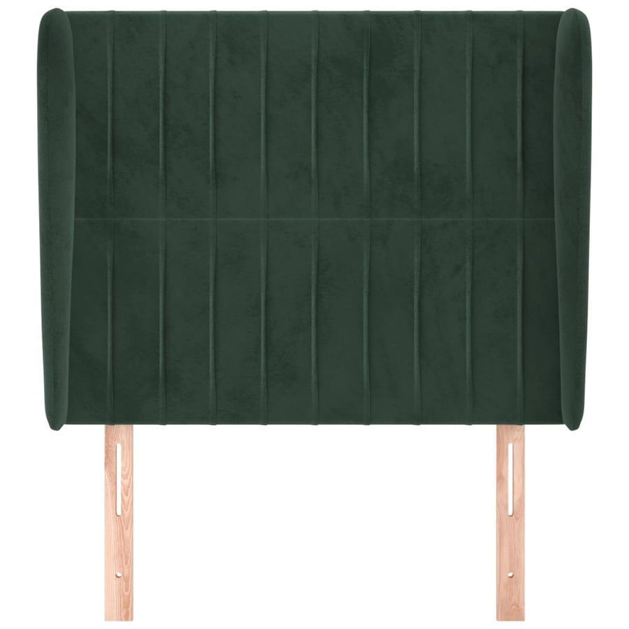 Hoofdbord met randen 103x23x118/128 cm fluweel donkergroen