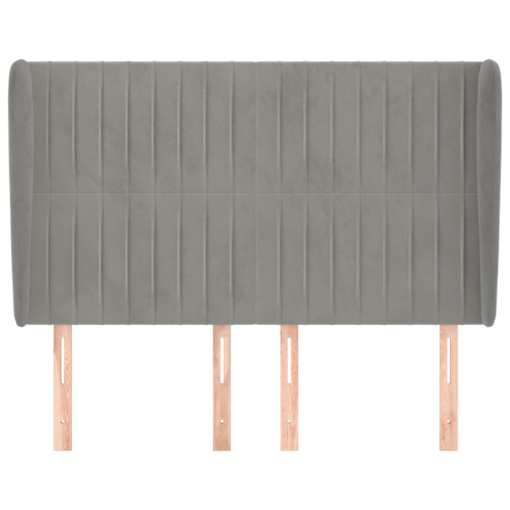 Hoofdbord Met Randen Fluweel 1 147 x 23 x 118/128 cm Lichtgrijs