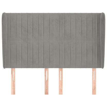 Hoofdbord Met Randen Fluweel 1 147 x 23 x 118/128 cm Lichtgrijs