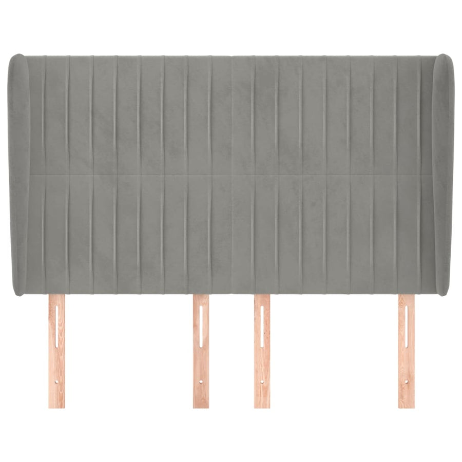 Hoofdbord Met Randen Fluweel 1 147 x 23 x 118/128 cm Lichtgrijs