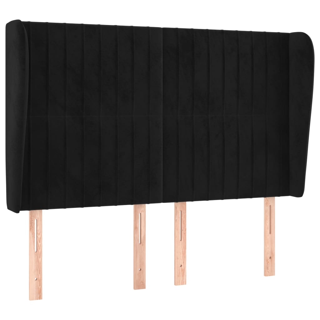 Hoofdbord Met Randen Fluweel 147 x 23 x 118/128 cm Zwart