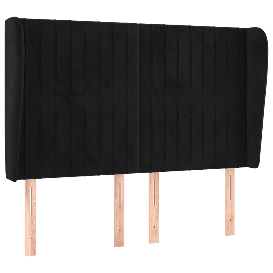Hoofdbord Met Randen Fluweel 147 x 23 x 118/128 cm Zwart