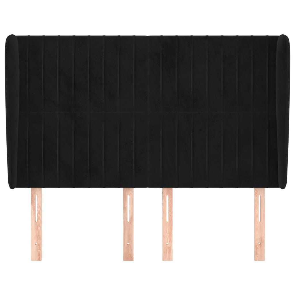 Hoofdbord Met Randen Fluweel 147 x 23 x 118/128 cm Zwart