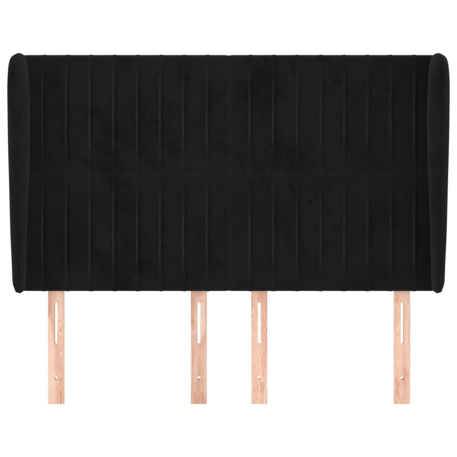 Hoofdbord Met Randen Fluweel 147 x 23 x 118/128 cm Zwart