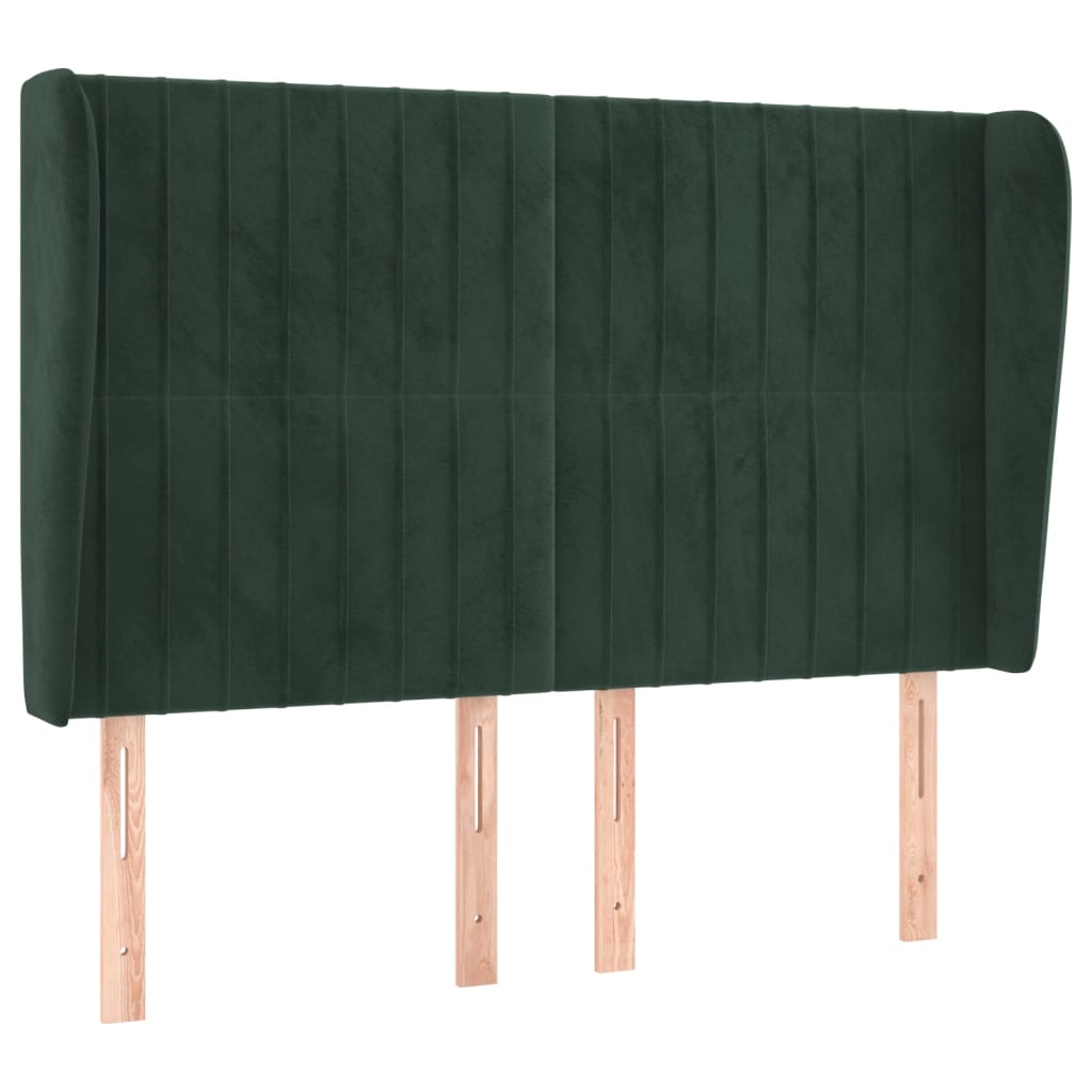 Hoofdbord met randen 147x23x118/128 cm fluweel donkergroen