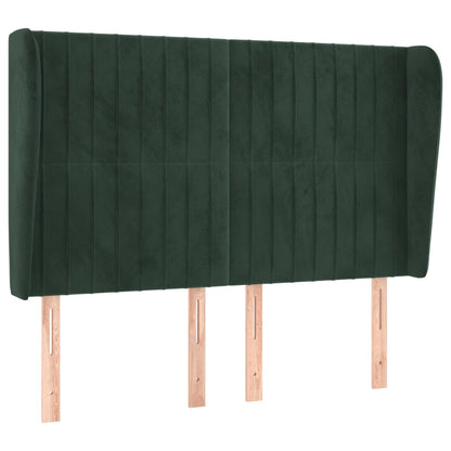 Hoofdbord met randen 147x23x118/128 cm fluweel donkergroen