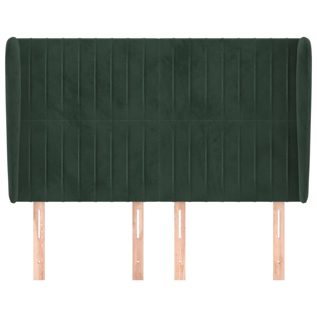 Hoofdbord met randen 147x23x118/128 cm fluweel donkergroen