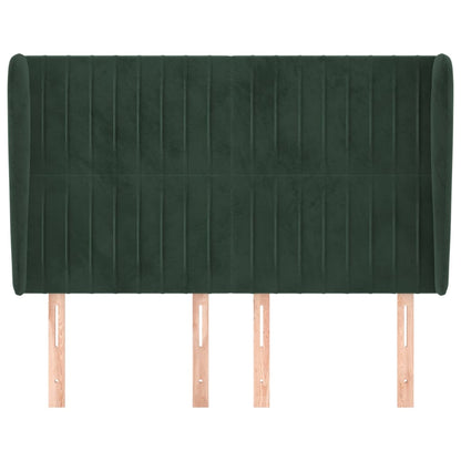 Hoofdbord met randen 147x23x118/128 cm fluweel donkergroen