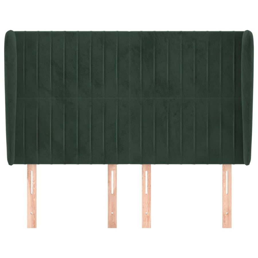 Hoofdbord met randen 147x23x118/128 cm fluweel donkergroen