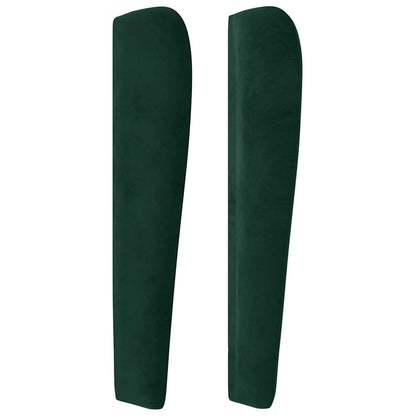 Hoofdbord met randen 147x23x118/128 cm fluweel donkergroen