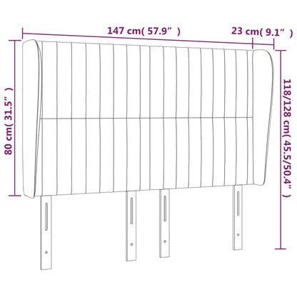 Hoofdbord met randen 147x23x118/128 cm fluweel donkergroen