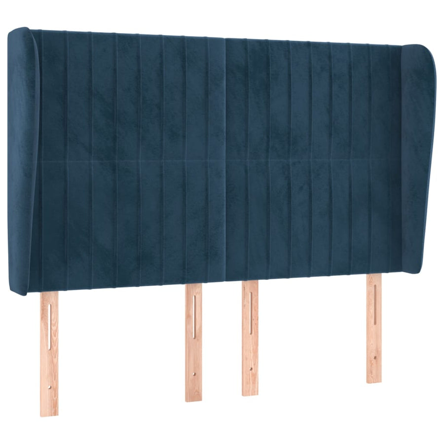 Hoofdbord Met Randen Fluweel 147 x 23 x 118/128 cm Donkerblauw